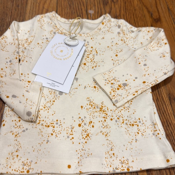 NWT Soft Gallery Cream splash Speckle pajama outfit 2 piece Set organic 6m - Picture 3 of 6